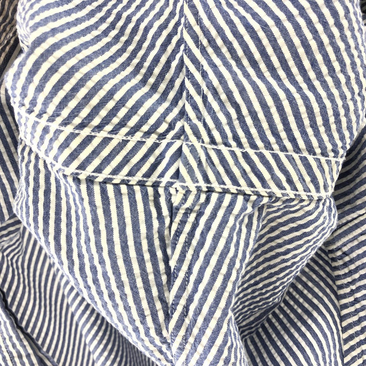 Ralph Lauren CLASSIC FIT Classic Fit Seersucker Short Sleeve Button Down Striped Shirt Men's L cotton blue type Vintage Second Hand