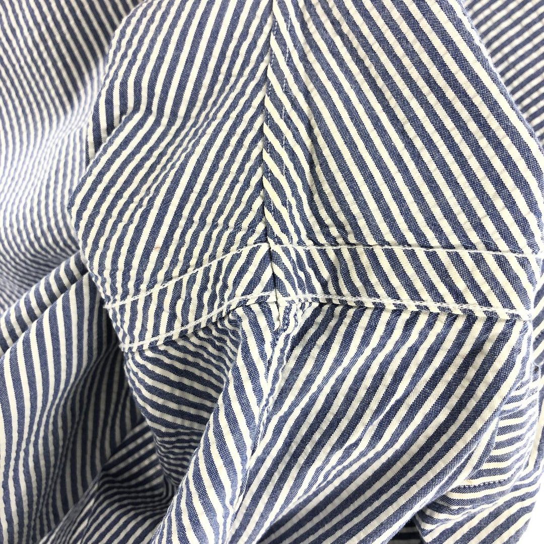 Ralph Lauren CLASSIC FIT Classic Fit Seersucker Short Sleeve Button Down Striped Shirt Men's L cotton blue type Vintage Second Hand