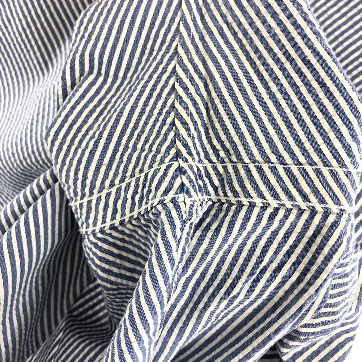 Ralph Lauren CLASSIC FIT Classic Fit Seersucker Short Sleeve Button Down Striped Shirt Men's L cotton blue type Vintage Second Hand