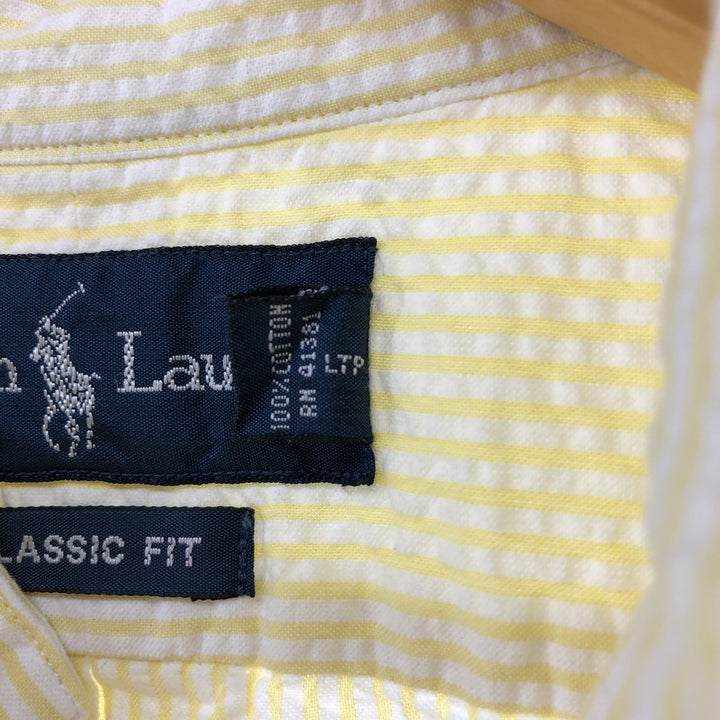 Ralph Lauren CLASSIC FIT Classic Fit Seersucker Short Sleeve Button Down Striped Shirt Men's S cotton white type Vintage Second Hand