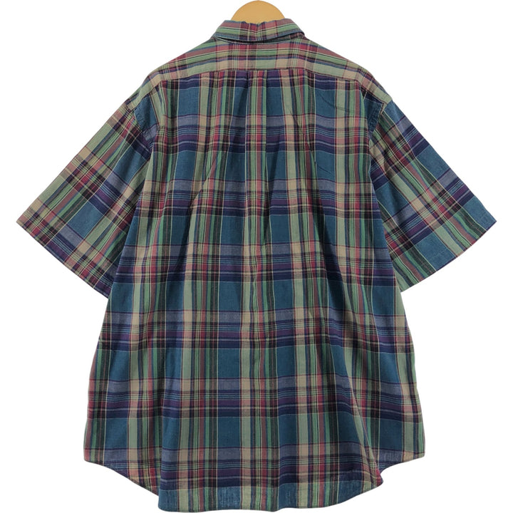 Ralph Lauren short sleeve button down check shirt for men, equivalent to XXL, button down cotton multicolor Vintage Second Hand