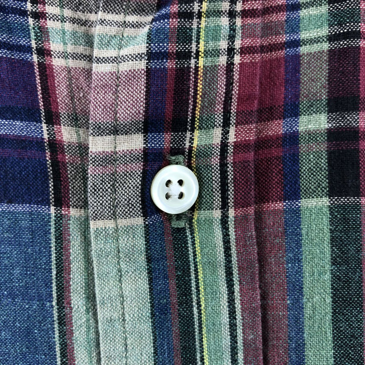Ralph Lauren short sleeve button down check shirt for men, equivalent to XXL, button down cotton multicolor Vintage Second Hand