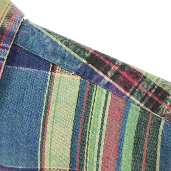 Ralph Lauren short sleeve button down check shirt for men, equivalent to XXL, button down cotton multicolor Vintage Second Hand