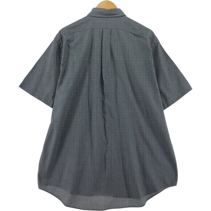 Ralph Lauren BLAKE Houndstooth Pattern Short Sleeve Button-Down Check Shirt Men's Size L cotton black type Vintage Second Hand