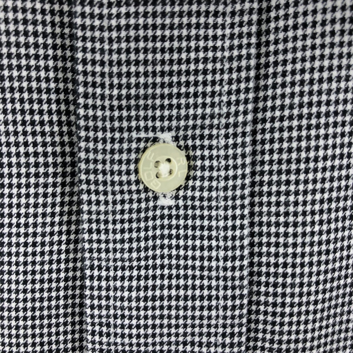 Ralph Lauren BLAKE Houndstooth Pattern Short Sleeve Button-Down Check Shirt Men's Size L cotton black type Vintage Second Hand