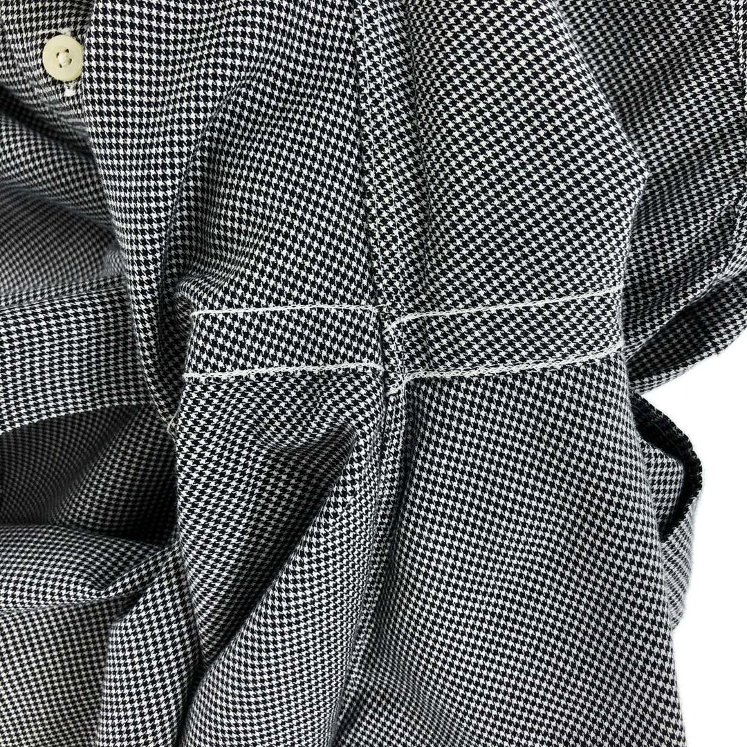 Ralph Lauren BLAKE Houndstooth Pattern Short Sleeve Button-Down Check Shirt Men's Size L cotton black type Vintage Second Hand