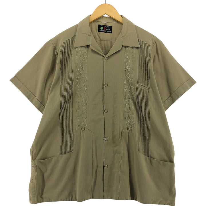 SAN LORENZO Short Sleeve Open Collar Mexican Shirt Cuban Shirt Men's M Size unclear Beige type Vintage Second Hand