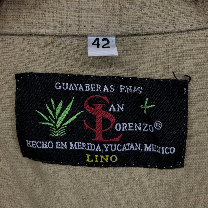 SAN LORENZO Short Sleeve Open Collar Mexican Shirt Cuban Shirt Men's M Size unclear Beige type Vintage Second Hand
