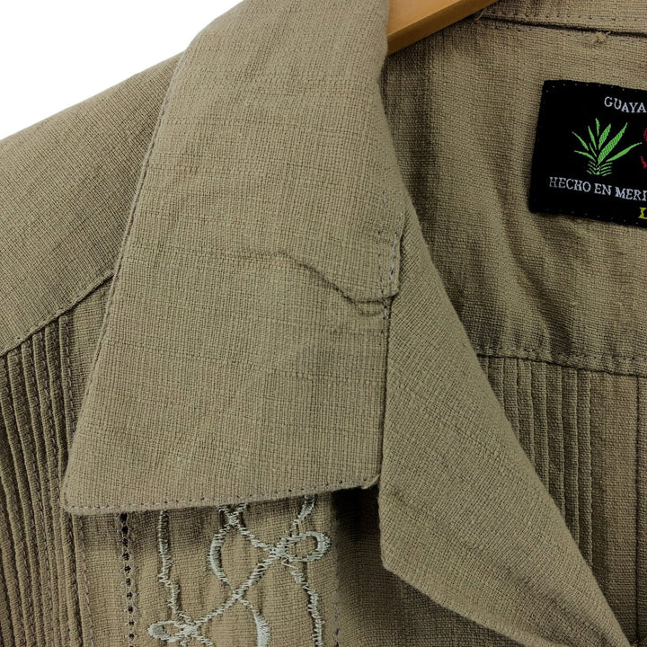 SAN LORENZO Short Sleeve Open Collar Mexican Shirt Cuban Shirt Men's M Size unclear Beige type Vintage Second Hand