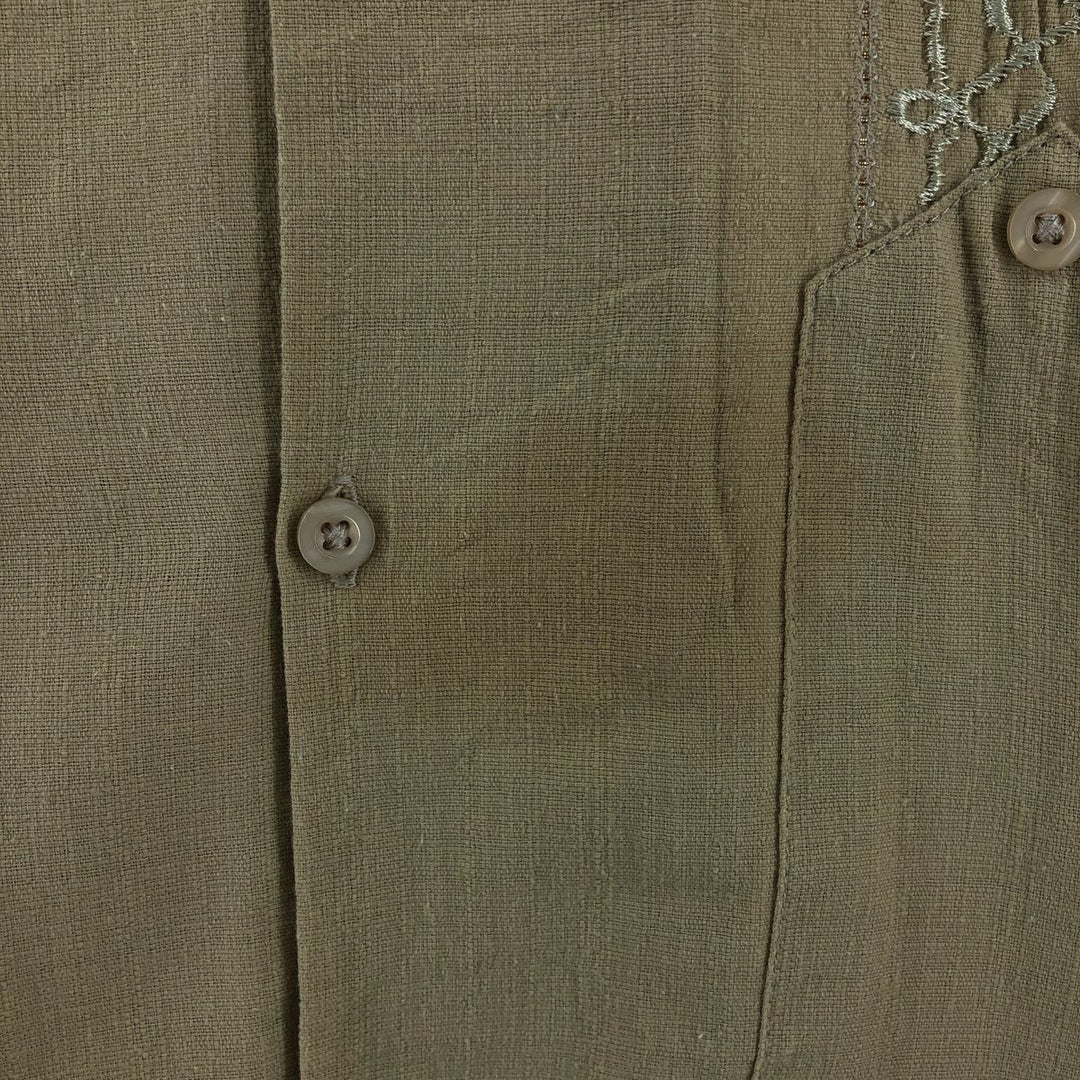 SAN LORENZO Short Sleeve Open Collar Mexican Shirt Cuban Shirt Men's M Size unclear Beige type Vintage Second Hand