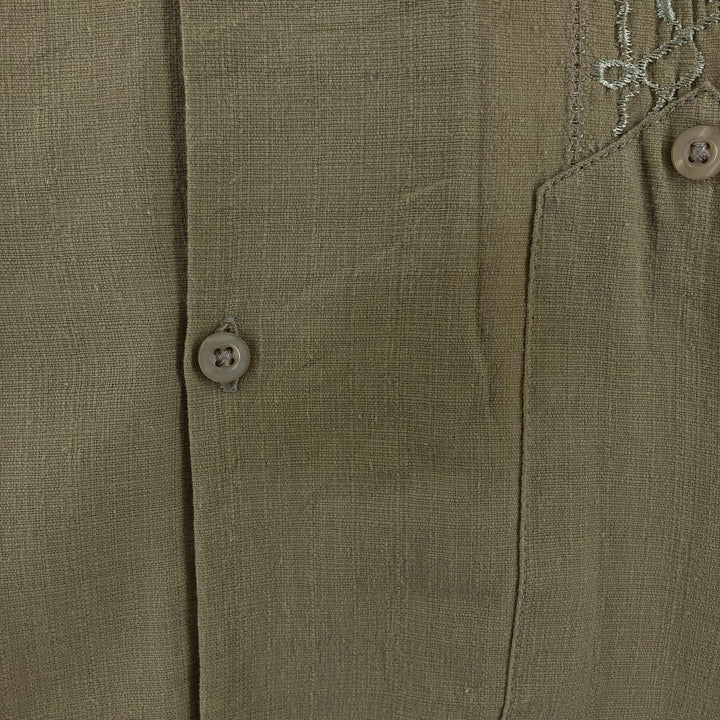 SAN LORENZO Short Sleeve Open Collar Mexican Shirt Cuban Shirt Men's M Size unclear Beige type Vintage Second Hand