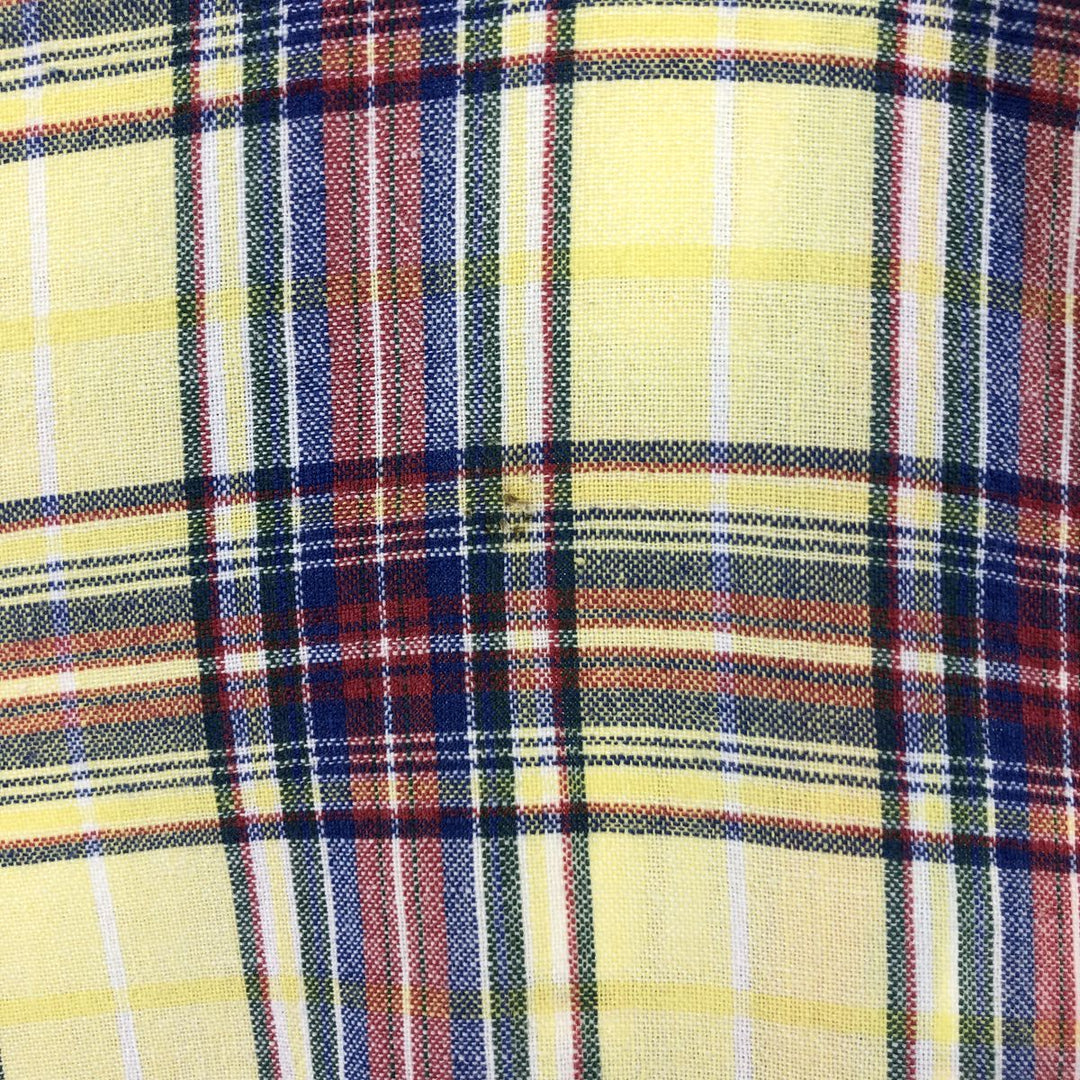 Ralph Lauren BLAKE short sleeve button down check shirt, men's size L cotton lemon yellow Vintage Second Hand