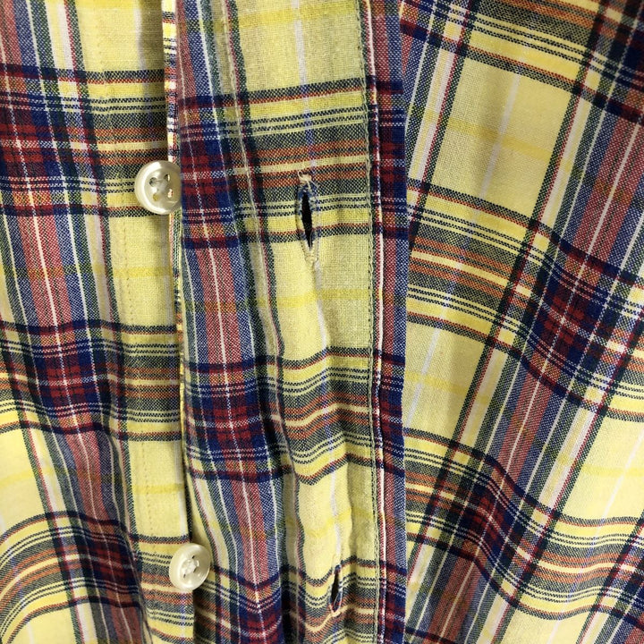 Ralph Lauren BLAKE short sleeve button down check shirt, men's size L cotton lemon yellow Vintage Second Hand
