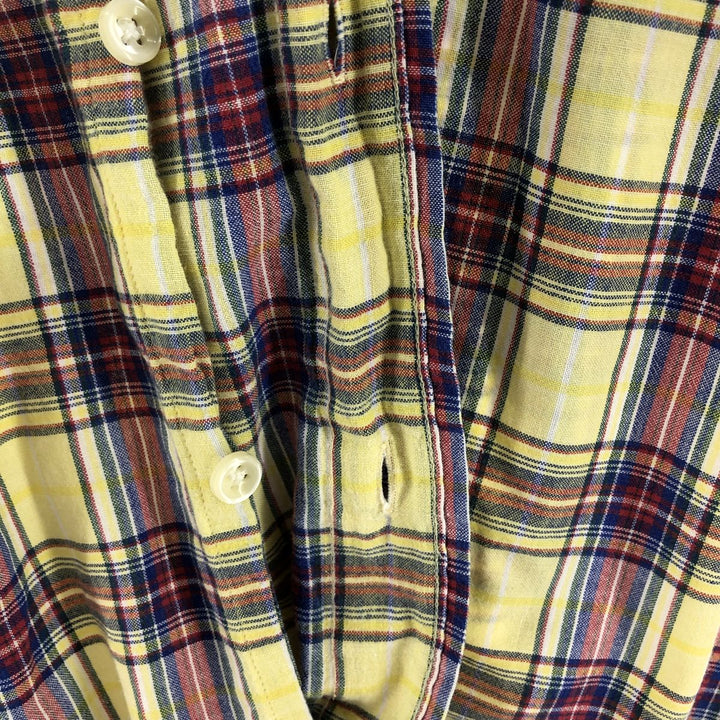 Ralph Lauren BLAKE short sleeve button down check shirt, men's size L cotton lemon yellow Vintage Second Hand