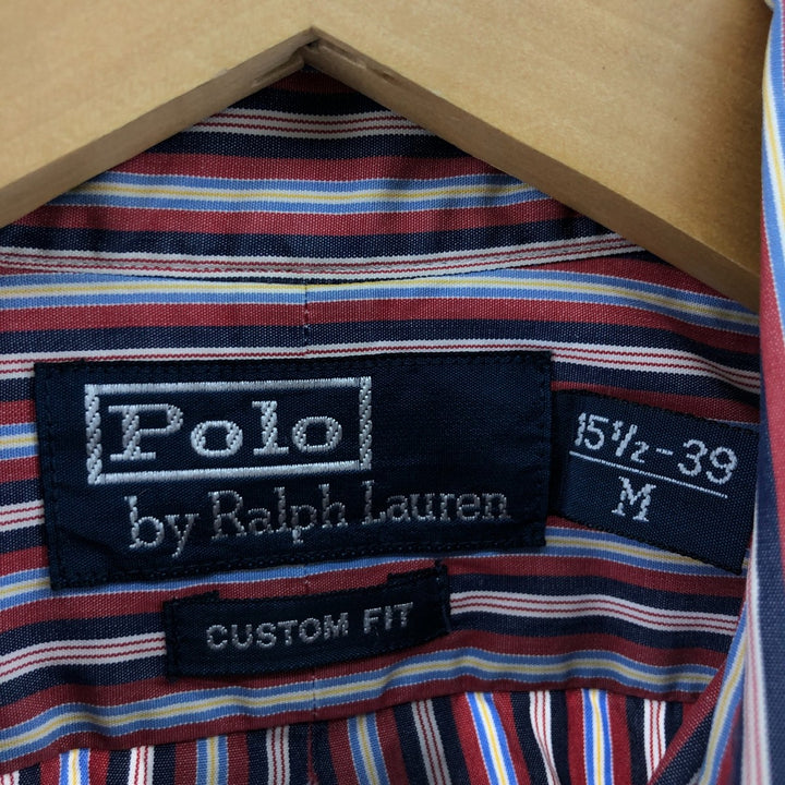 Ralph Lauren CUSTOM FIT short sleeve button down striped shirt men's size M cotton red type Vintage Second Hand