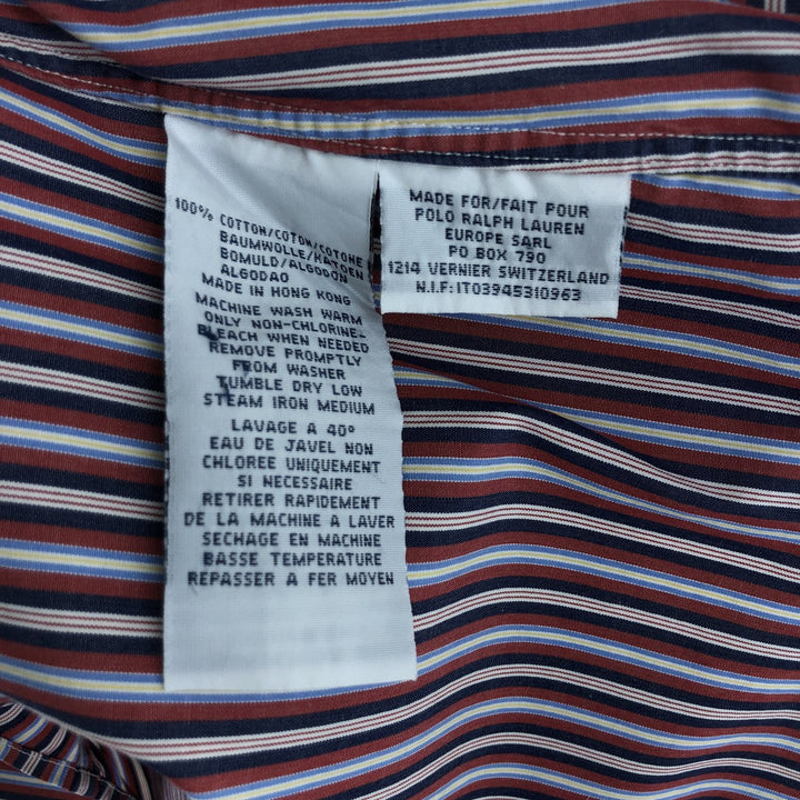 Ralph Lauren CUSTOM FIT short sleeve button down striped shirt men's size M cotton red type Vintage Second Hand