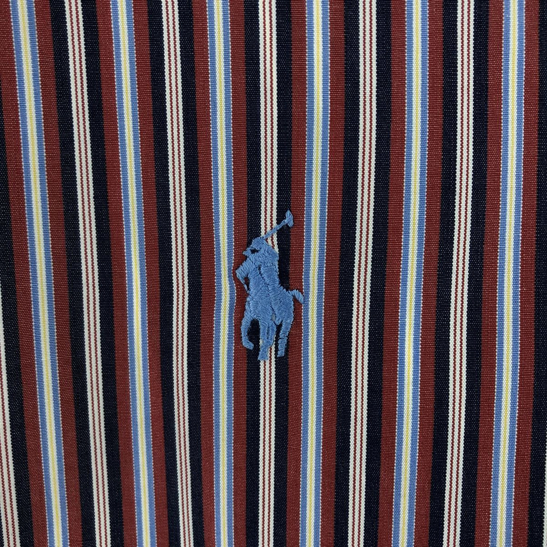 Ralph Lauren CUSTOM FIT short sleeve button down striped shirt men's size M cotton red type Vintage Second Hand