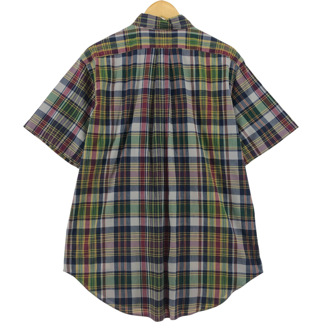 Ralph Lauren Classic Fit short sleeve button down check shirt, men's size L cotton green type Vintage Second Hand