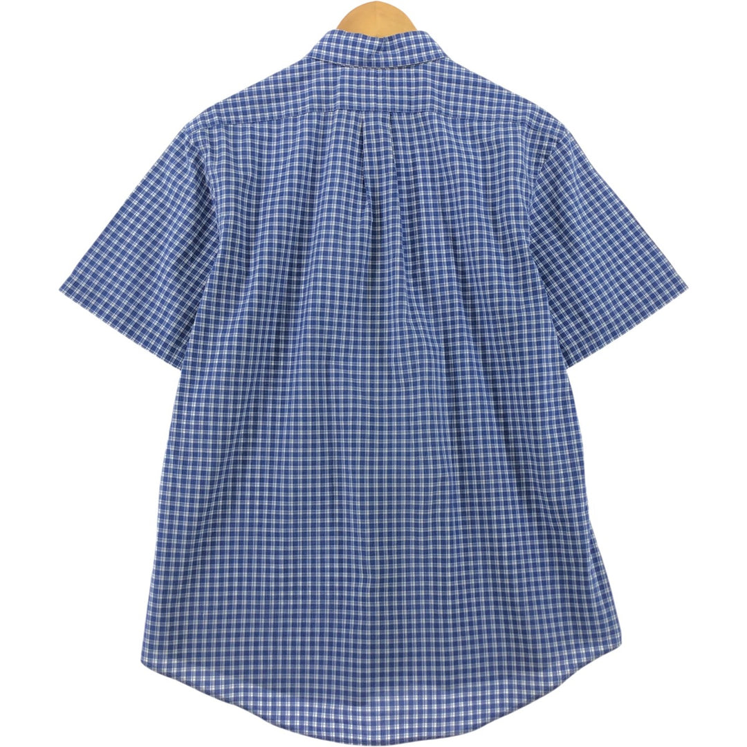 Ralph Lauren CUSTOM FIT short sleeve button down check shirt men's size L cotton blue type Vintage Second Hand