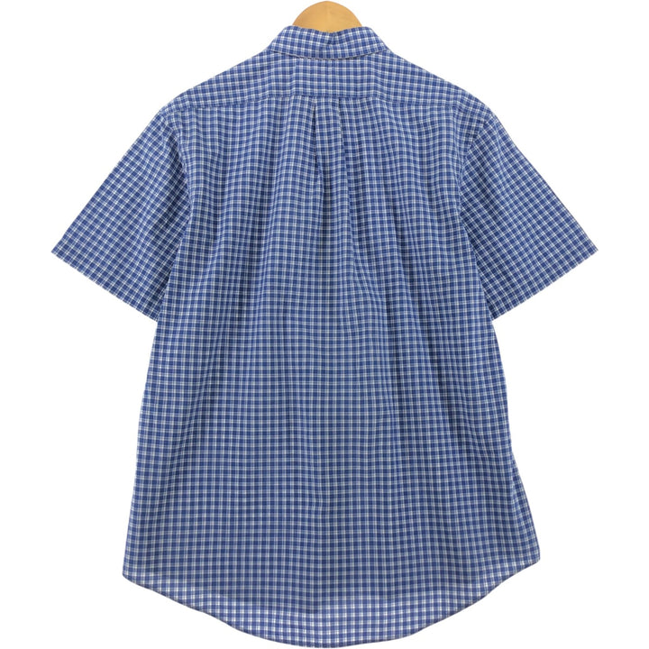 Ralph Lauren CUSTOM FIT short sleeve button down check shirt men's size L cotton blue type Vintage Second Hand