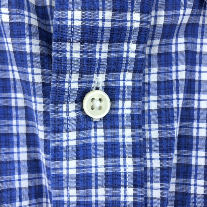 Ralph Lauren CUSTOM FIT short sleeve button down check shirt men's size L cotton blue type Vintage Second Hand