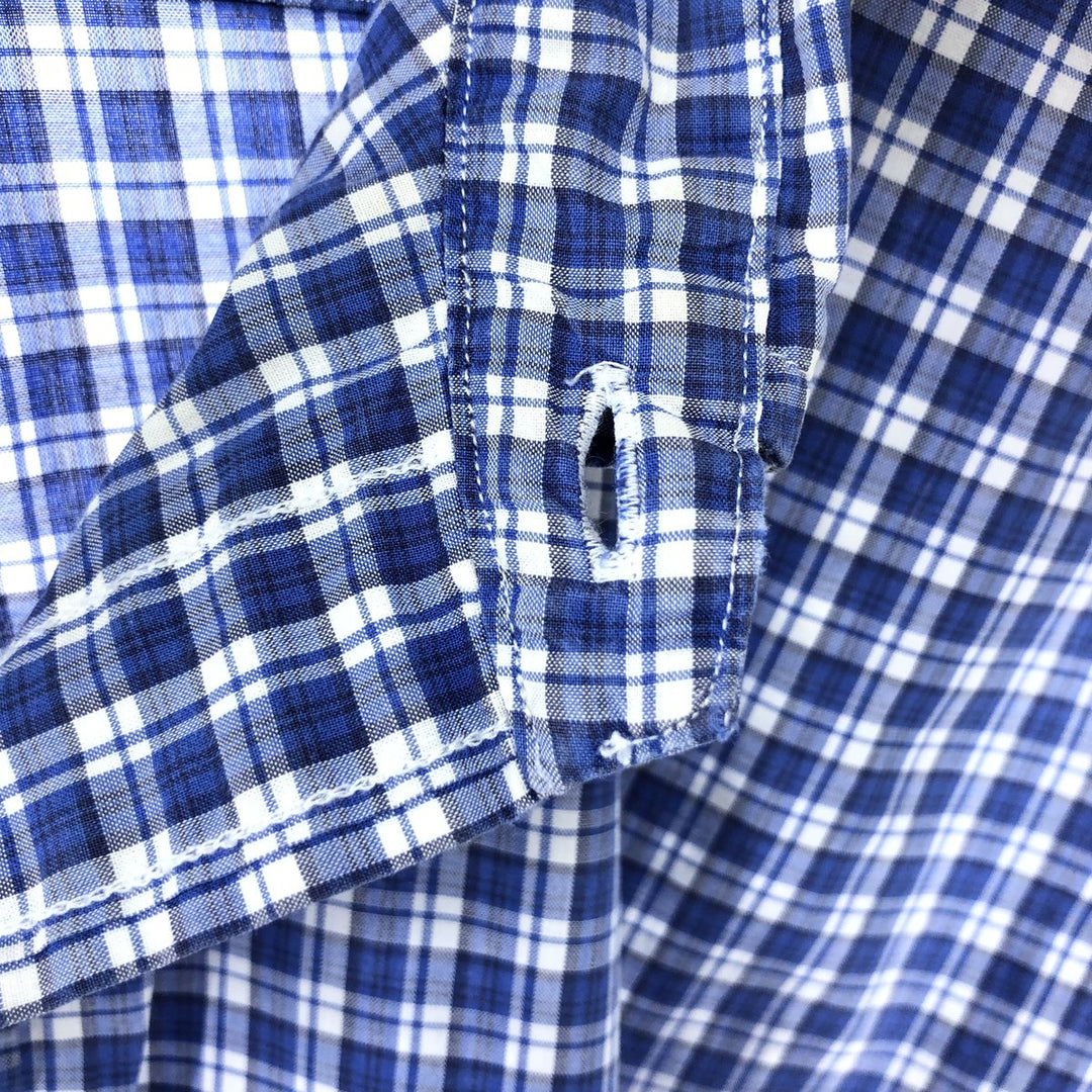 Ralph Lauren CUSTOM FIT short sleeve button down check shirt men's size L cotton blue type Vintage Second Hand