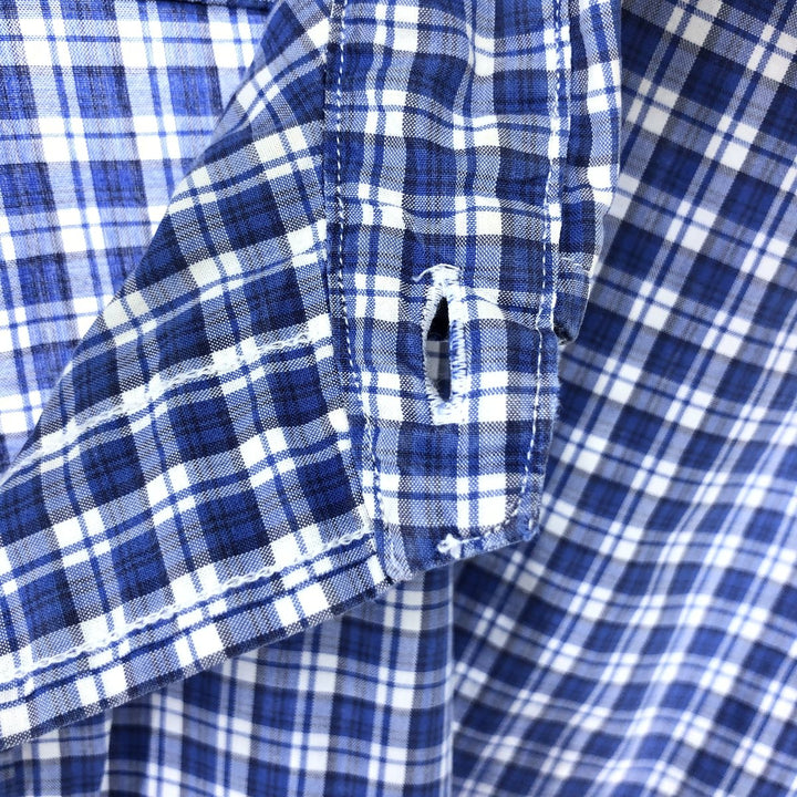 Ralph Lauren CUSTOM FIT short sleeve button down check shirt men's size L cotton blue type Vintage Second Hand