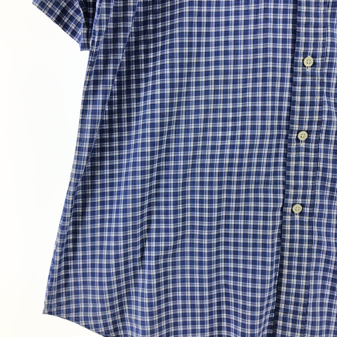 Ralph Lauren CUSTOM FIT short sleeve button down check shirt men's size L cotton blue type Vintage Second Hand