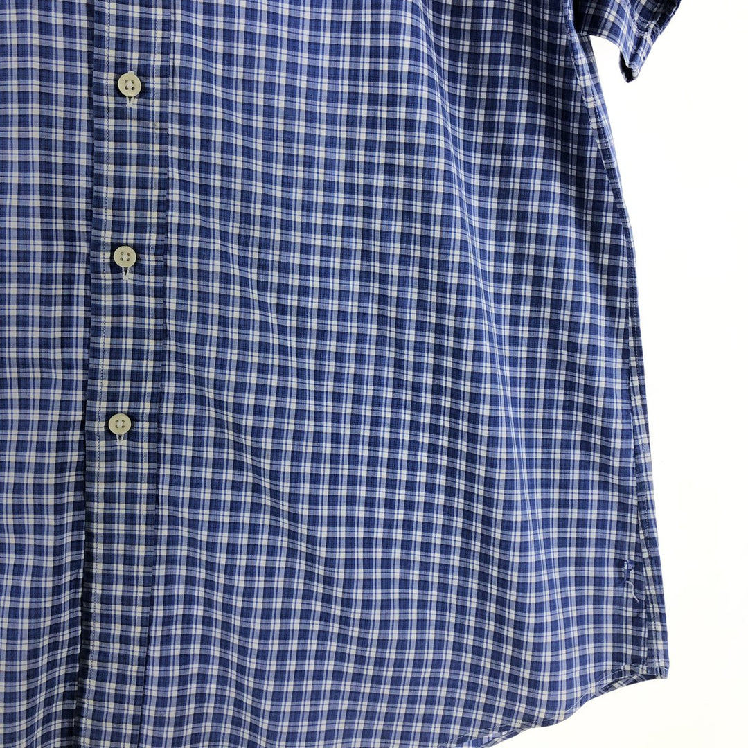 Ralph Lauren CUSTOM FIT short sleeve button down check shirt men's size L cotton blue type Vintage Second Hand