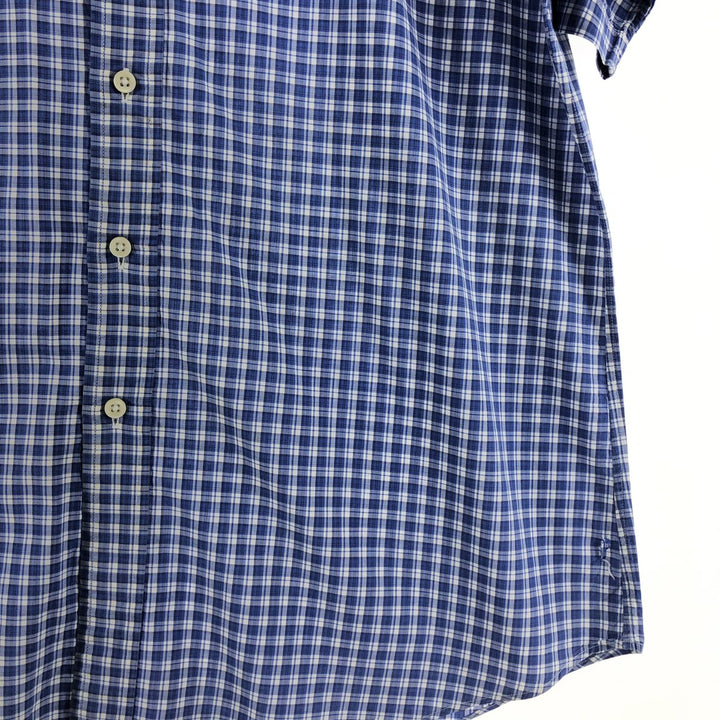 Ralph Lauren CUSTOM FIT short sleeve button down check shirt men's size L cotton blue type Vintage Second Hand