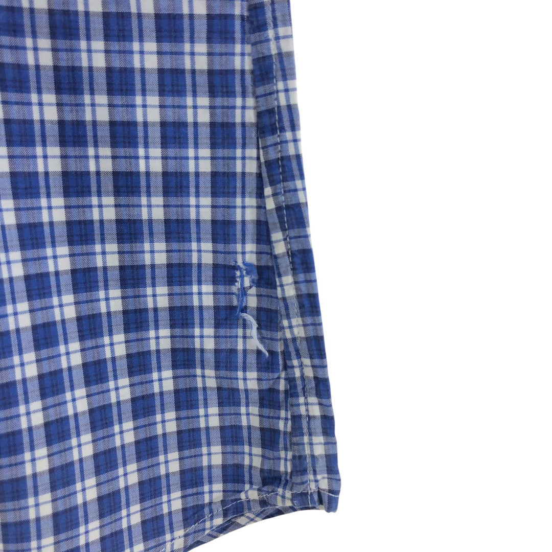 Ralph Lauren CUSTOM FIT short sleeve button down check shirt men's size L cotton blue type Vintage Second Hand