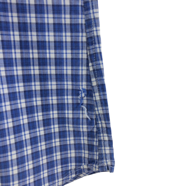 Ralph Lauren CUSTOM FIT short sleeve button down check shirt men's size L cotton blue type Vintage Second Hand