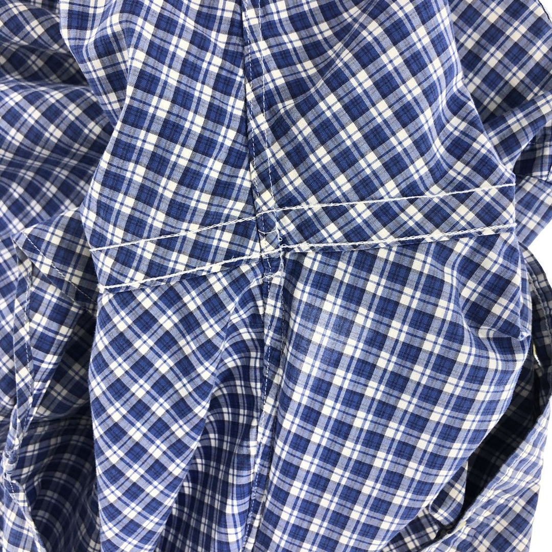 Ralph Lauren CUSTOM FIT short sleeve button down check shirt men's size L cotton blue type Vintage Second Hand