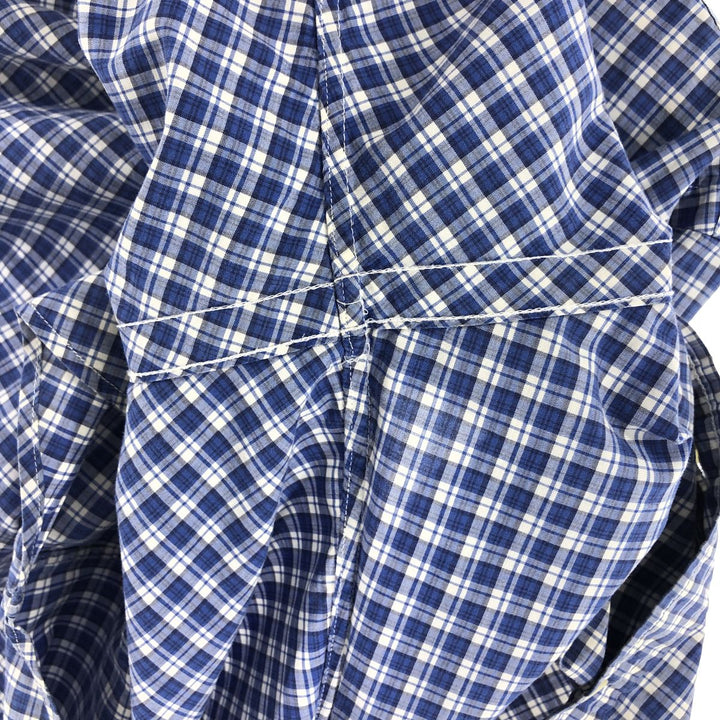 Ralph Lauren CUSTOM FIT short sleeve button down check shirt men's size L cotton blue type Vintage Second Hand