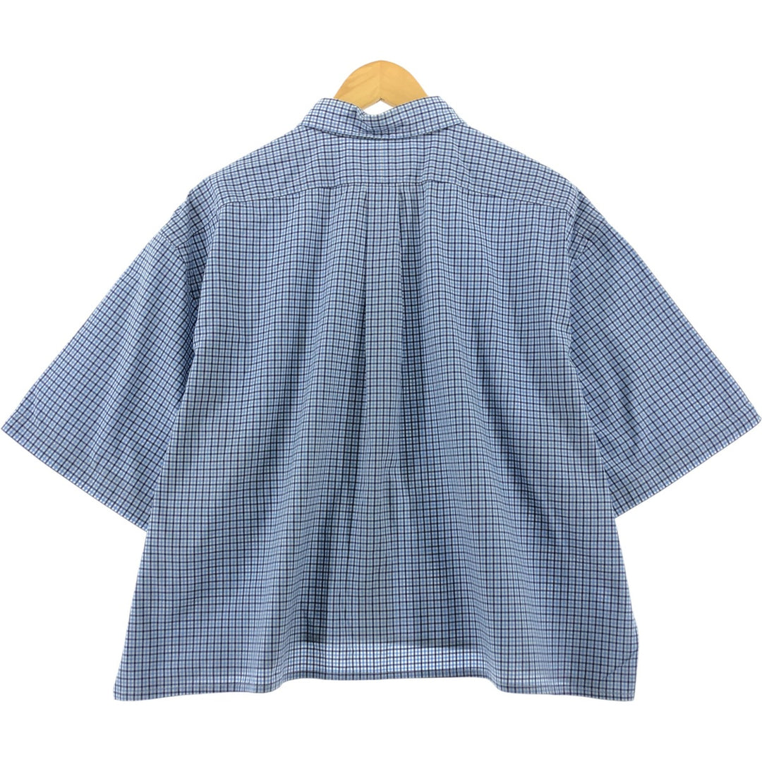 Ralph Lauren Classic Fit Check Pattern Short Sleeve Button Down Shirt Women's XXL cotton Blue type light blue Vintage Second Hand