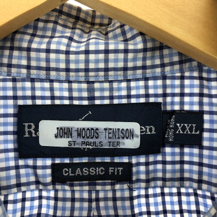 Ralph Lauren Classic Fit Check Pattern Short Sleeve Button Down Shirt Women's XXL cotton Blue type light blue Vintage Second Hand