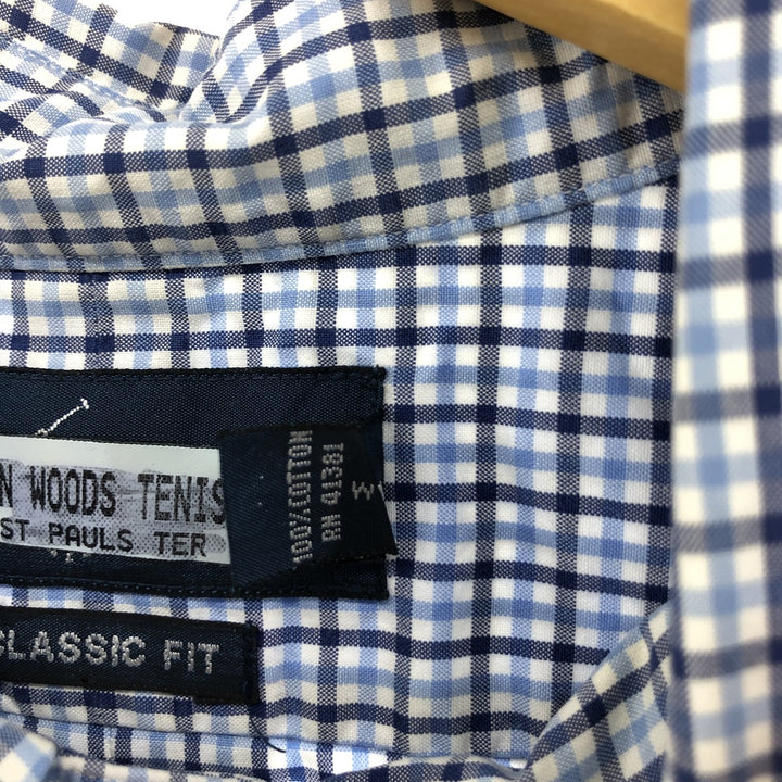 Ralph Lauren Classic Fit Check Pattern Short Sleeve Button Down Shirt Women's XXL cotton Blue type light blue Vintage Second Hand