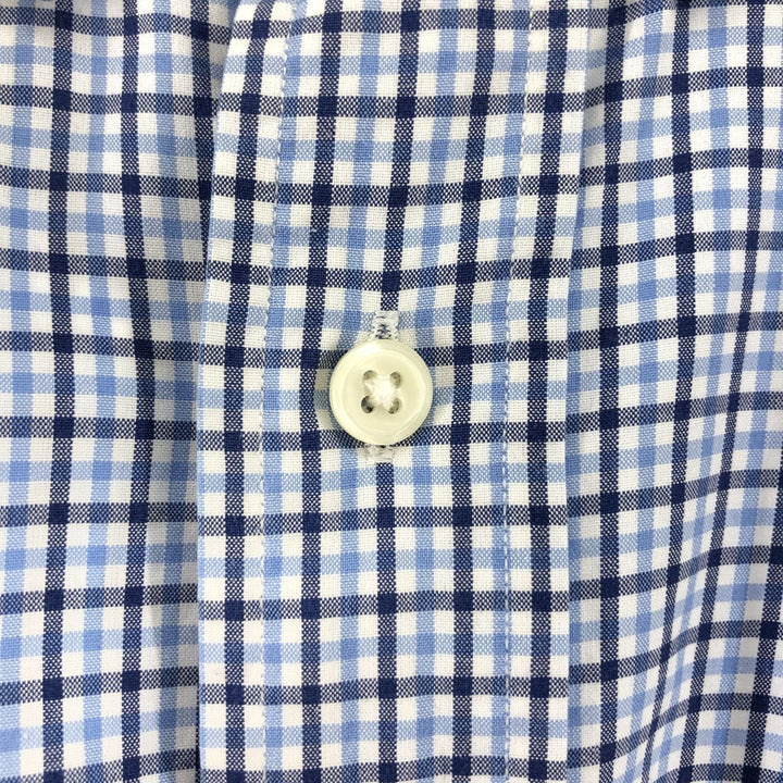 Ralph Lauren Classic Fit Check Pattern Short Sleeve Button Down Shirt Women's XXL cotton Blue type light blue Vintage Second Hand