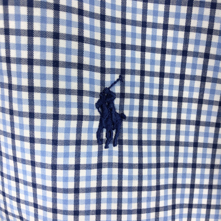 Ralph Lauren Classic Fit Check Pattern Short Sleeve Button Down Shirt Women's XXL cotton Blue type light blue Vintage Second Hand