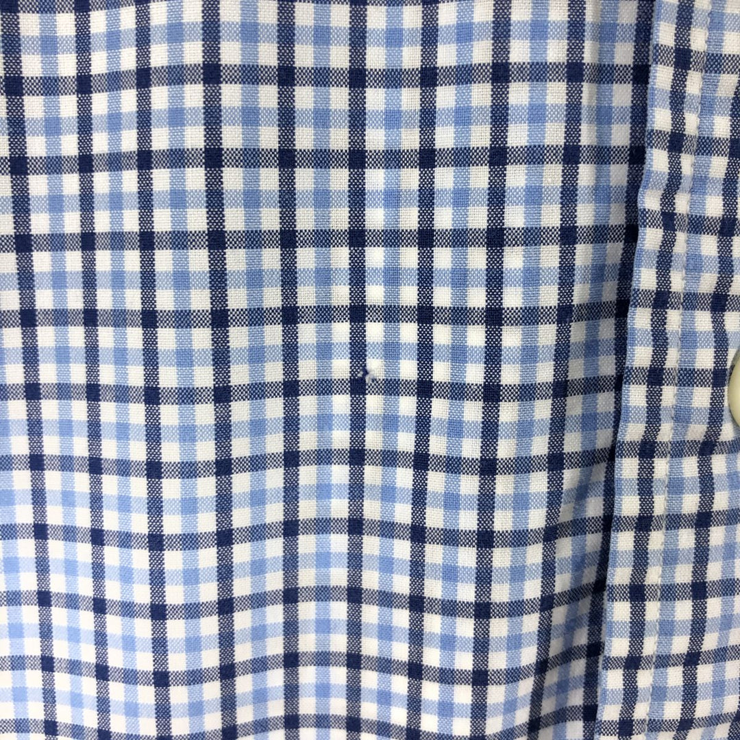 Ralph Lauren Classic Fit Check Pattern Short Sleeve Button Down Shirt Women's XXL cotton Blue type light blue Vintage Second Hand