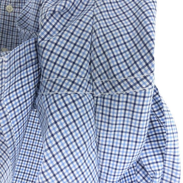 Ralph Lauren Classic Fit Check Pattern Short Sleeve Button Down Shirt Women's XXL cotton Blue type light blue Vintage Second Hand