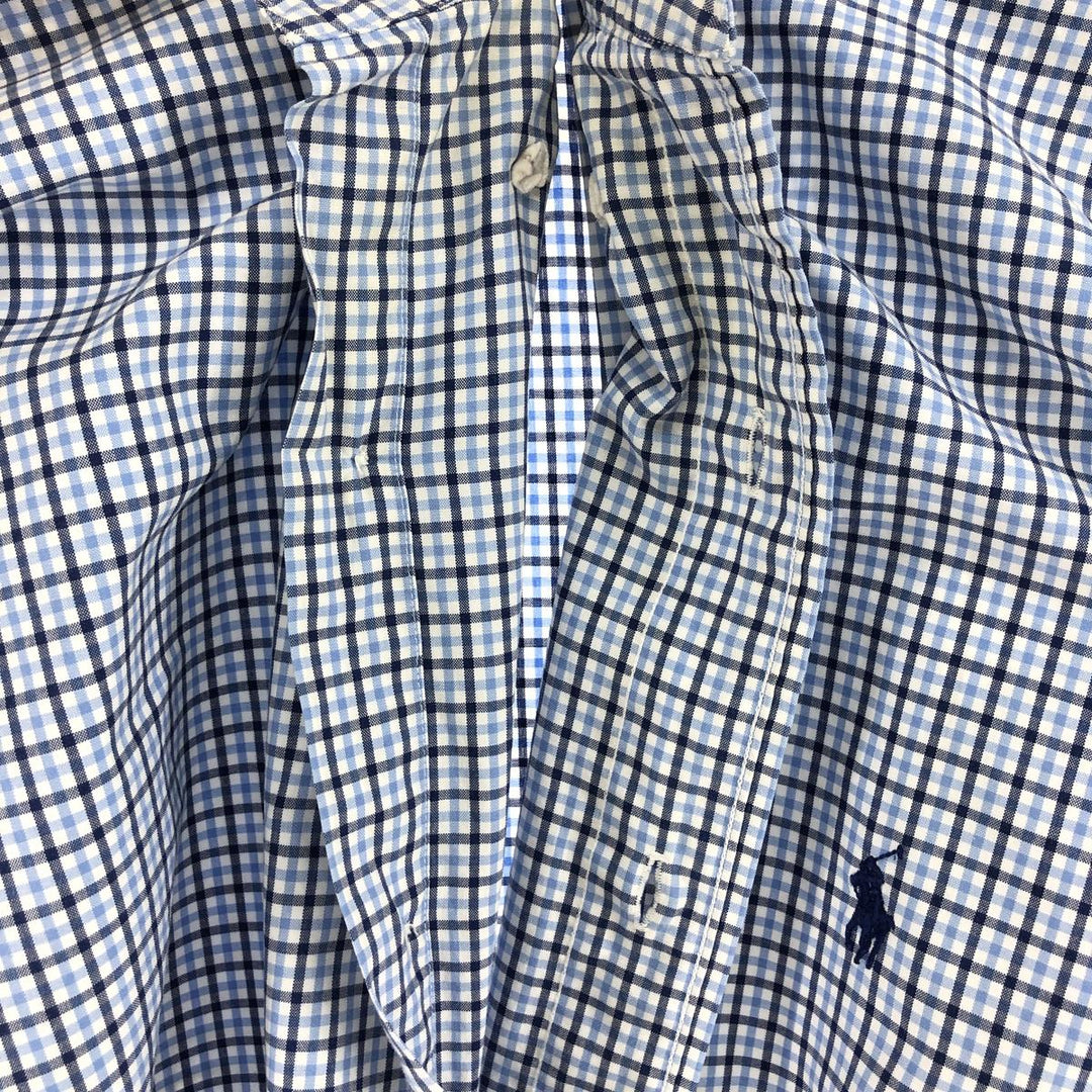 Ralph Lauren Classic Fit Check Pattern Short Sleeve Button Down Shirt Women's XXL cotton Blue type light blue Vintage Second Hand