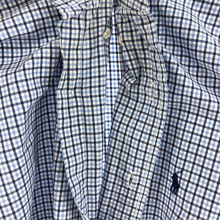 Ralph Lauren Classic Fit Check Pattern Short Sleeve Button Down Shirt Women's XXL cotton Blue type light blue Vintage Second Hand