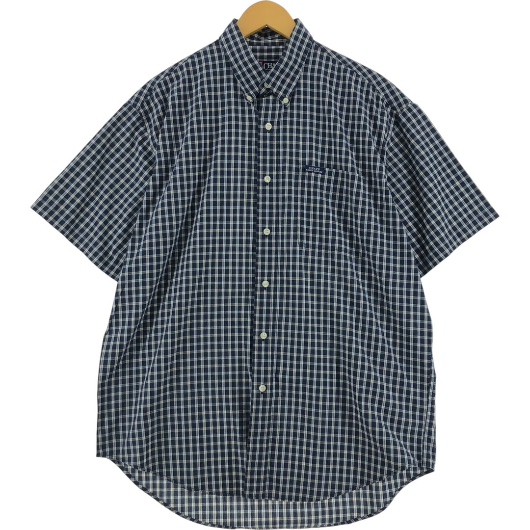 Ralph Lauren CHAPS short sleeve button down check shirt men's size L cotton blue type Vintage Second Hand