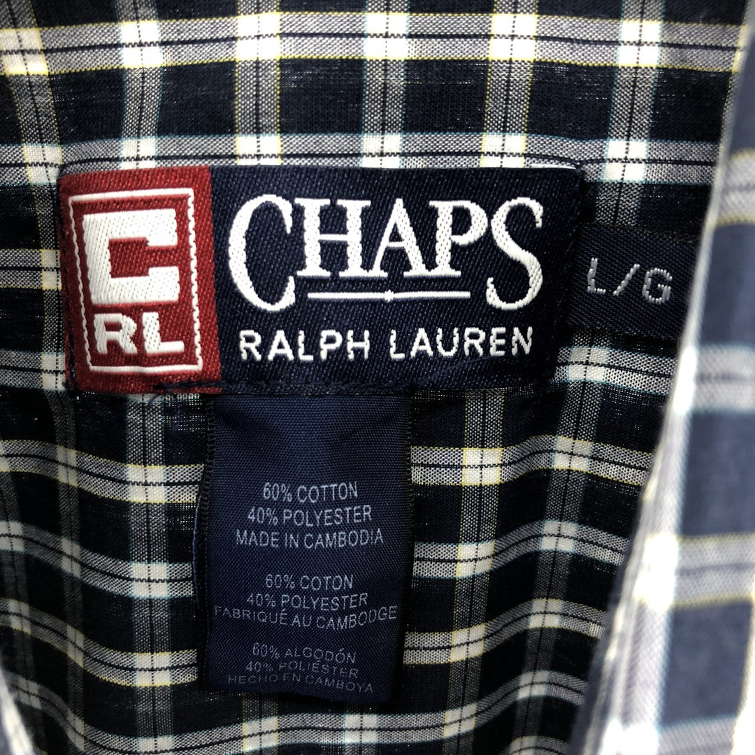 Ralph Lauren CHAPS short sleeve button down check shirt men's size L cotton blue type Vintage Second Hand