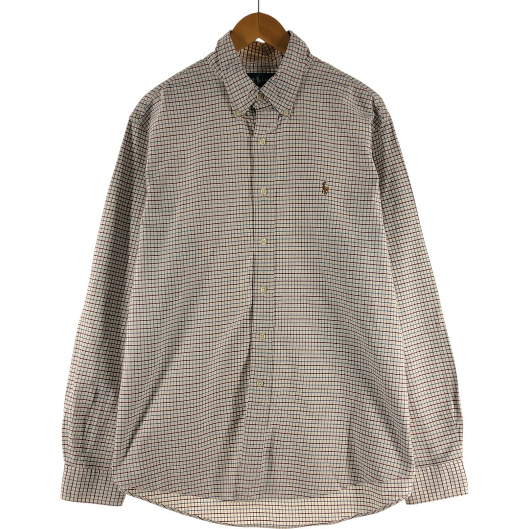 Ralph Lauren CUSTOM FIT long sleeve button down check shirt men's XL size cotton white type Vintage Second Hand