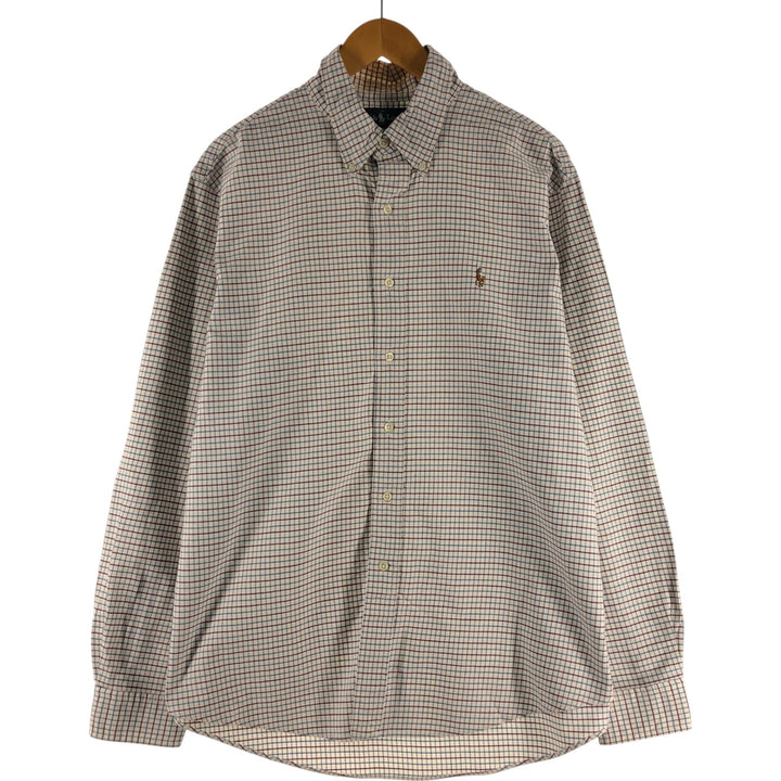 Ralph Lauren CUSTOM FIT long sleeve button down check shirt men's XL size cotton white type Vintage Second Hand