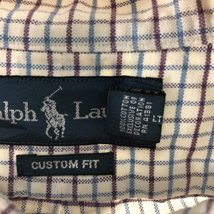 Ralph Lauren CUSTOM FIT long sleeve button down check shirt men's XL size cotton white type Vintage Second Hand