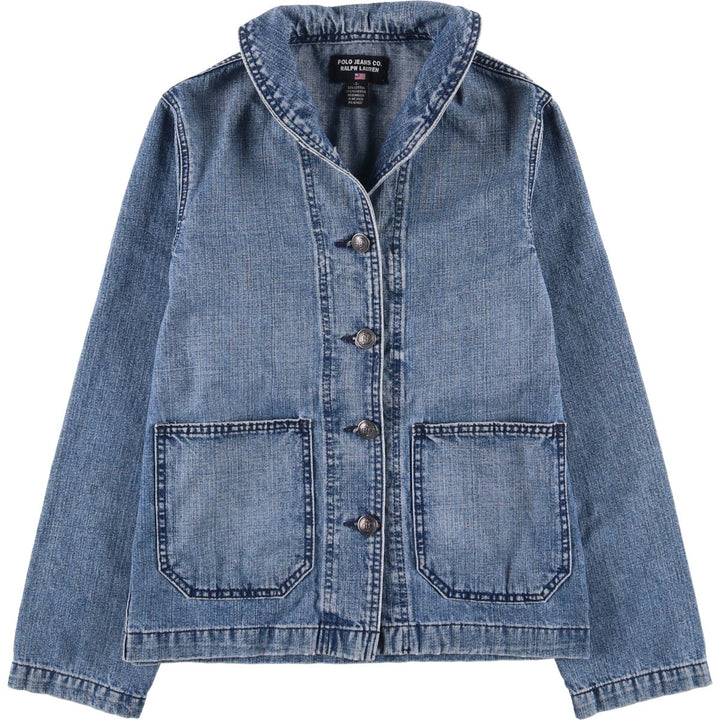 Ralph Lauren POLO JEANS COMPANY shawl collar denim tailored jacket for women, size S cotton blue type Vintage Second Hand