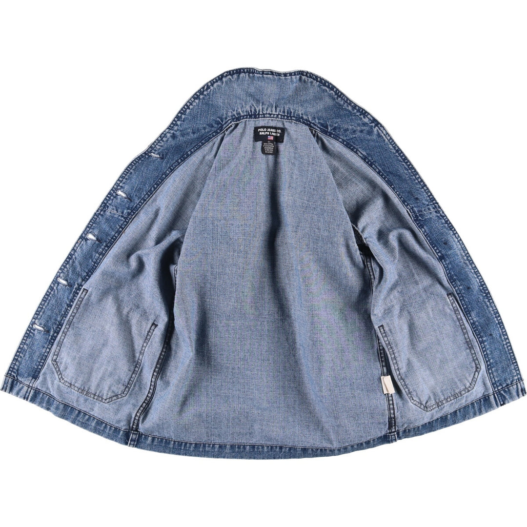 Ralph Lauren POLO JEANS COMPANY shawl collar denim tailored jacket for women, size S cotton blue type Vintage Second Hand